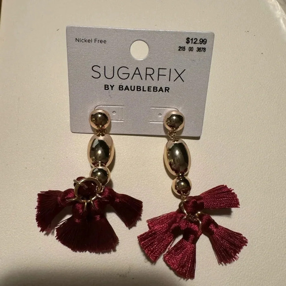 Baublebar Sugarfix Chandler Maroon and Gold Earrings - Picture 1 of 1